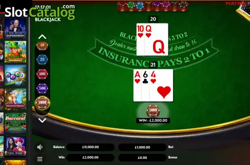 Οθόνη4. Blackjack (Matrix Studios) Κουλοχέρης 