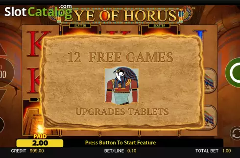 Οθόνη5. Eye of Horus (Reel Time Gaming) Κουλοχέρης