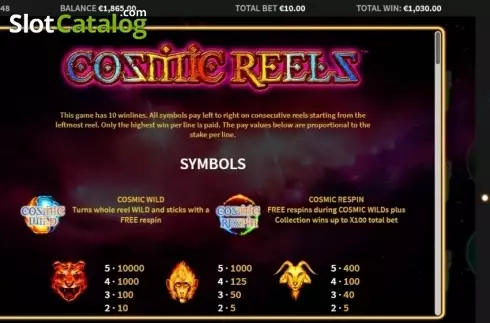 Οθόνη7. Cosmic Reels Κουλοχέρης
