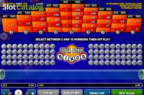 Οθόνη2. Super Bonus Bingo Κουλοχέρης