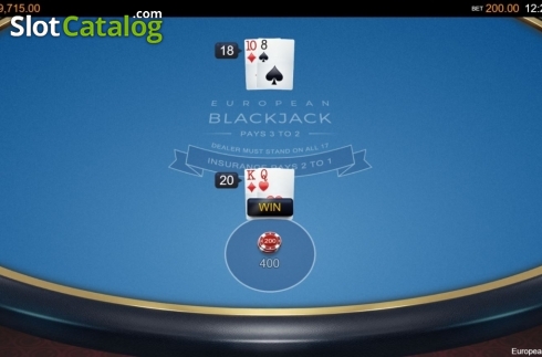 Οθόνη5. European Blackjack (Switch Studios) Κουλοχέρης