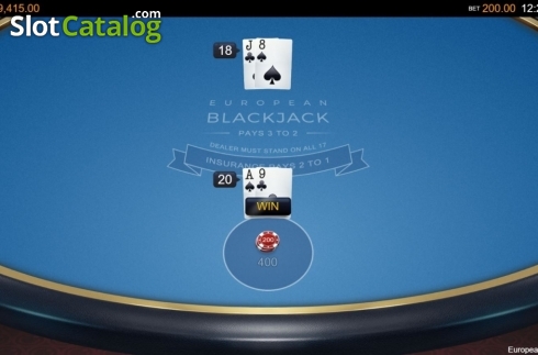 Οθόνη6. European Blackjack (Switch Studios) Κουλοχέρης