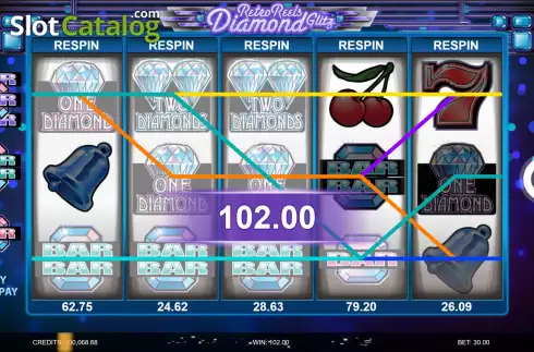 Οθόνη3. Retro Reels: Diamond Glitz Κουλοχέρης