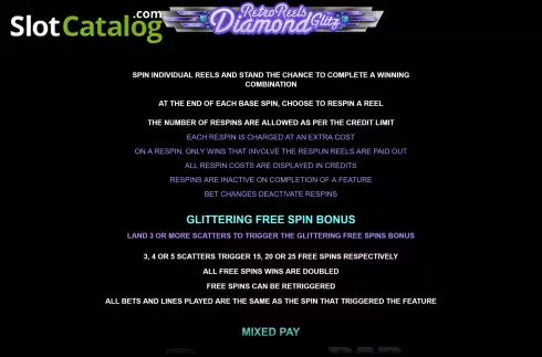 Οθόνη9. Retro Reels: Diamond Glitz Κουλοχέρης