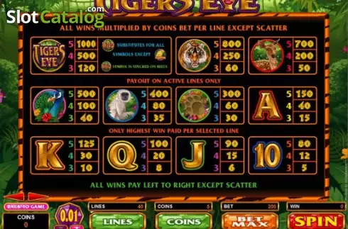 Οθόνη3. Tiger's Eye (Games Global) Κουλοχέρης