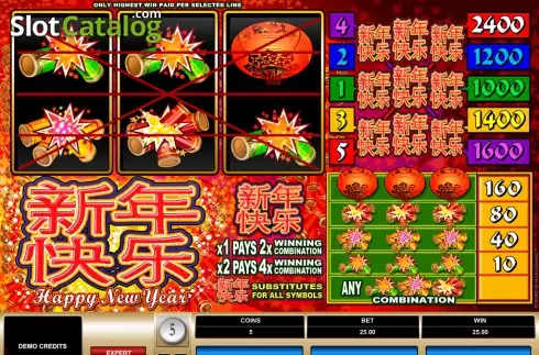 Οθόνη3. Happy New Year (Microgaming) Κουλοχέρης