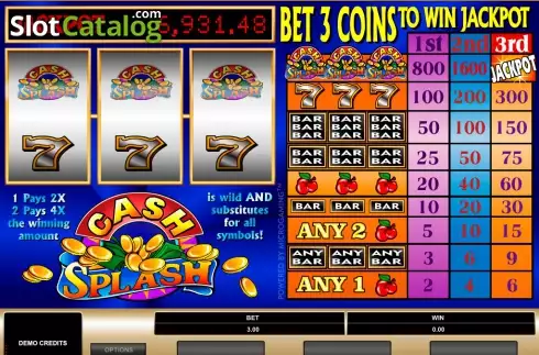 Οθόνη2. Cash Splash 3 Reel Κουλοχέρης 