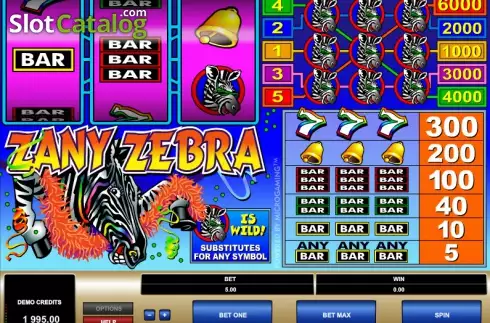Οθόνη 1. Zany Zebra Κουλοχέρης 