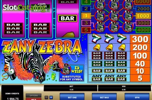 Οθόνη 2. Zany Zebra Κουλοχέρης 