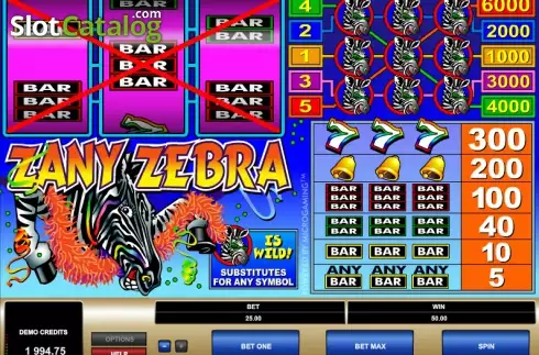 Οθόνη 3. Zany Zebra Κουλοχέρης 