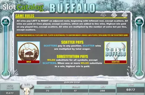 Πίνακας πληρωμών 1. White Buffalo (Microgaming) Κουλοχέρης