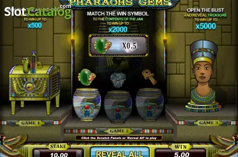 Οθόνη 4. Pharaoh's Gems Κουλοχέρης