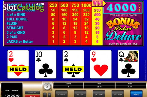 Οθόνη2. Bonus Poker Deluxe (Microgaming) Κουλοχέρης