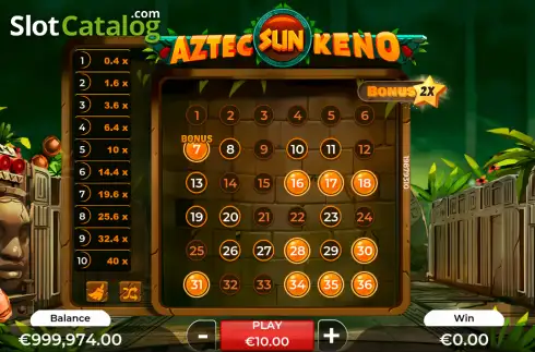 Οθόνη2. Aztec Sun Keno Κουλοχέρης
