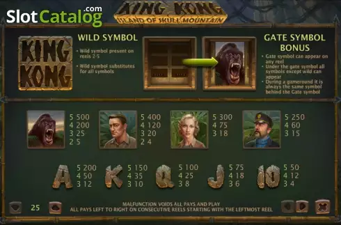 Πίνακας πληρωμών 1. King Kong: Island of Skull Mountain Κουλοχέρης