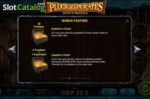Οθόνη9. Plucky Pirates Devil's Triangle Κουλοχέρης