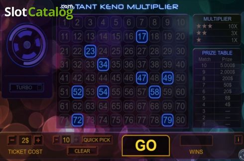 Οθόνη3. Instant Keno Multiplier Κουλοχέρης 