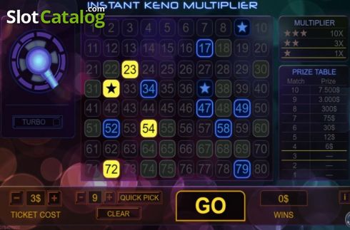 Οθόνη5. Instant Keno Multiplier Κουλοχέρης 