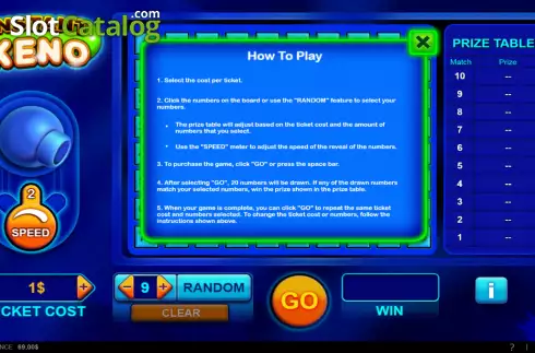 Οθόνη4. Instant Keno (NeoGames) Κουλοχέρης