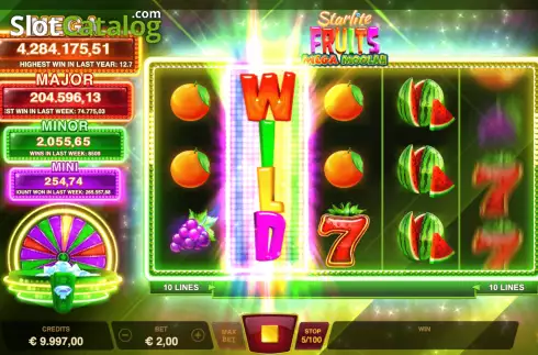 Οθόνη4. Starlite Fruits Mega Moolah Κουλοχέρης 