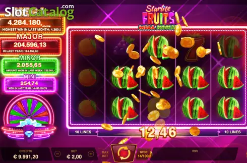 Οθόνη6. Starlite Fruits Mega Moolah Κουλοχέρης 