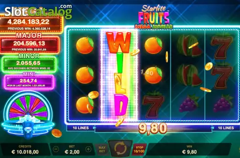 Οθόνη7. Starlite Fruits Mega Moolah Κουλοχέρης 