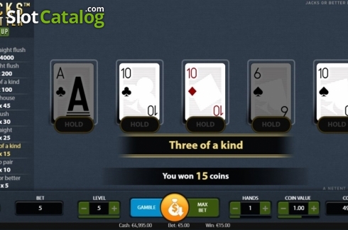 Οθόνη3. Jacks or Better Double Up (NetEnt) Κουλοχέρης 