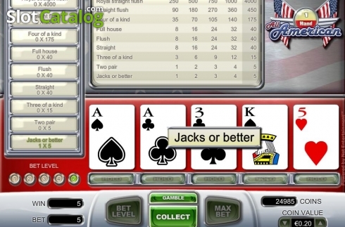 Οθόνη4. All American 1 Hand Poker (NetEnt) Κουλοχέρης 