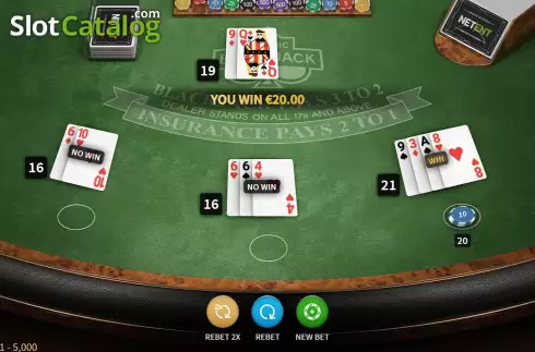 Οθόνη4. Blackjack Classic (NetEnt) Κουλοχέρης 