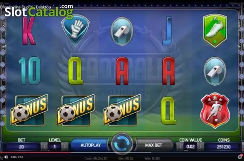 Σύμβολα μπόνους. Football: Champions Cup Κουλοχέρης 