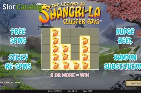 Οθόνη 1. The Legend of Shangri-La: Cluster Pays Κουλοχέρης 