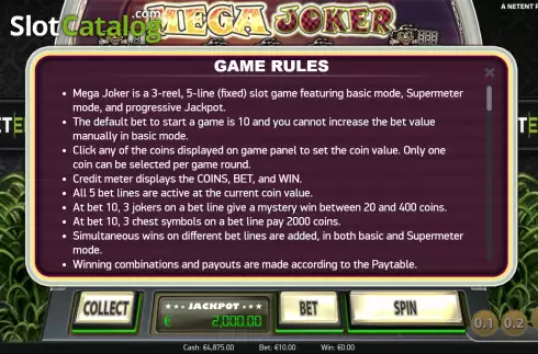 Οθόνη6. Mega Joker (NetEnt) Κουλοχέρης