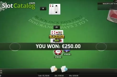 Οθόνη4. Blackjack (NetEnt) Κουλοχέρης