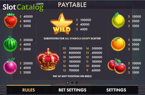 Οθόνη5. Royal Fruits 40 Κουλοχέρης