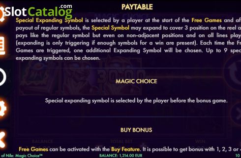 Οθόνη9. Book of Nile Magic Choice Κουλοχέρης 