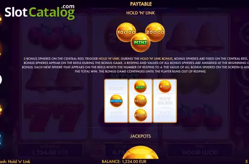 Οθόνη9. Hot Cash Hold 'n' Link Κουλοχέρης