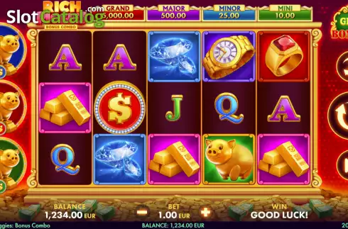 Οθόνη2. Rich Piggies Bonus Combo Κουλοχέρης 