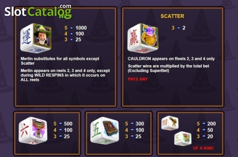 Οθόνη4. Merlin's Magic Respins Dice Κουλοχέρης