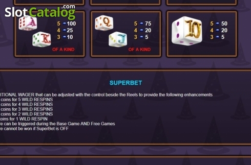 Οθόνη5. Merlin's Magic Respins Dice Κουλοχέρης