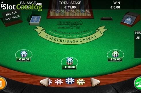 Οθόνη2. Blackjack Pro MH Portuguese Κουλοχέρης