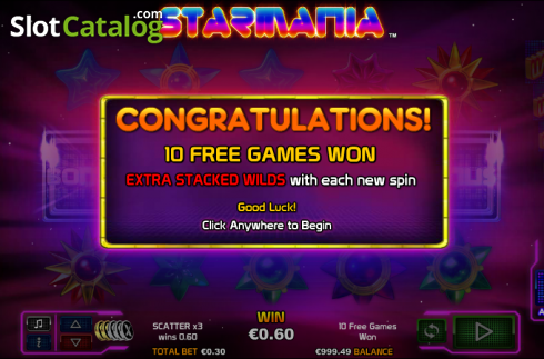 Δωρεάν περιστροφές. Starmania Κουλοχέρης