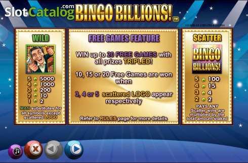 Πίνακας πληρωμών 1. Bingo Billions Κουλοχέρης