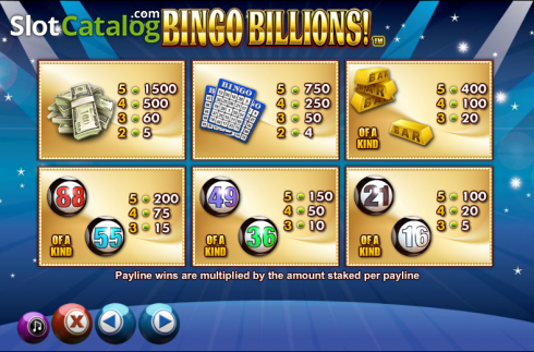Πίνακας πληρωμών 2. Bingo Billions Κουλοχέρης
