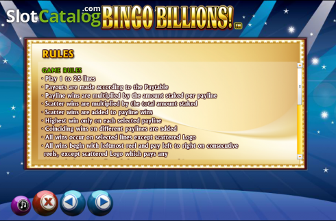 Πίνακας πληρωμών 3. Bingo Billions Κουλοχέρης