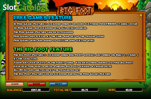 Πίνακας πληρωμών 3. Big Foot (NextGen) Κουλοχέρης