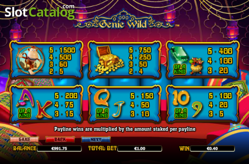 Πίνακας πληρωμών 2. Genie Wild Κουλοχέρης