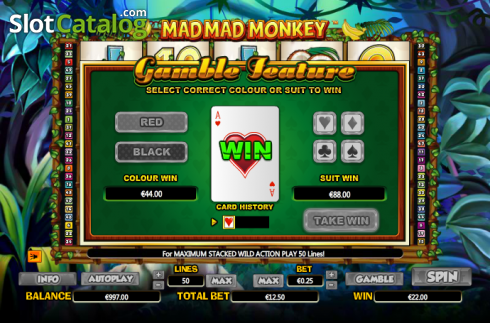 Διπλασιάστε. Mad Mad Monkey Κουλοχέρης