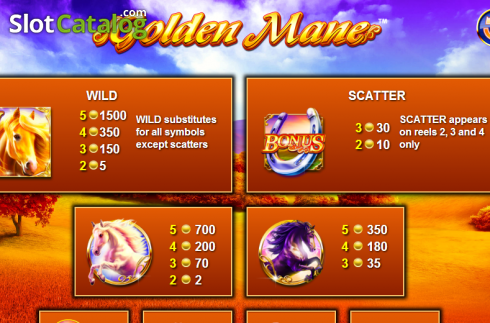 Πίνακας πληρωμών 1. Golden Mane Κουλοχέρης
