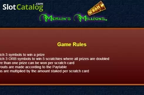 Οθόνη4. Scratch Merlins Millions Κουλοχέρης