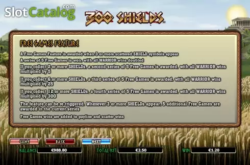 Δωρεάν περιστροφές πληρωμών. 300 Shields Κουλοχέρης
